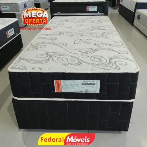 Cama Box Solteiro 88x188cm Base e Colchão - Mega Oferta!