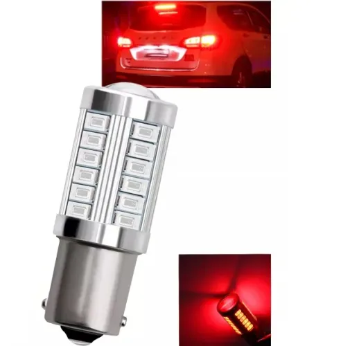Lâmpada LED Lanterna Traseira Freio Ré 1 Pólo BA15S 33 SMD Vermelho