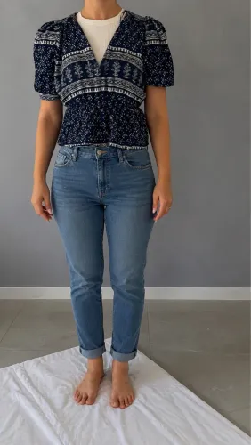 Blusinha Zara estampada azul P 