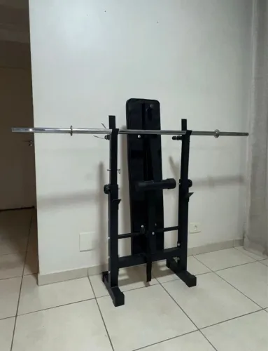 Banco de supino gallant elite x + barra de 1,6m reta + 2 anilha kikos 10kg