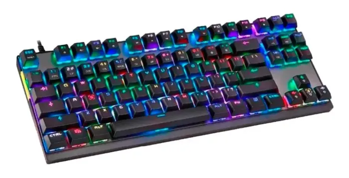 TECLADO MECÂNICO MOTOSPEED CK82 GAMER PRETO SWITCH AZUL RGB