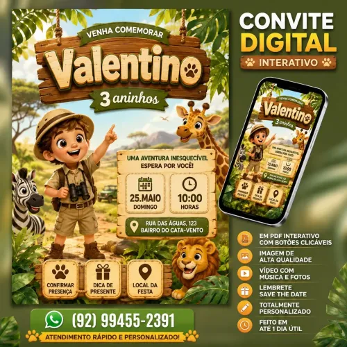 Convite Interativo e Animado de qualquer tema e idade