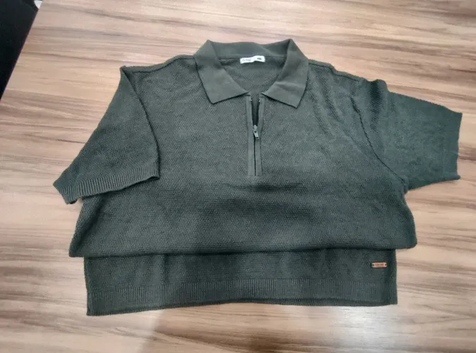 Blusa masculina tricô Tam M cor verde militar