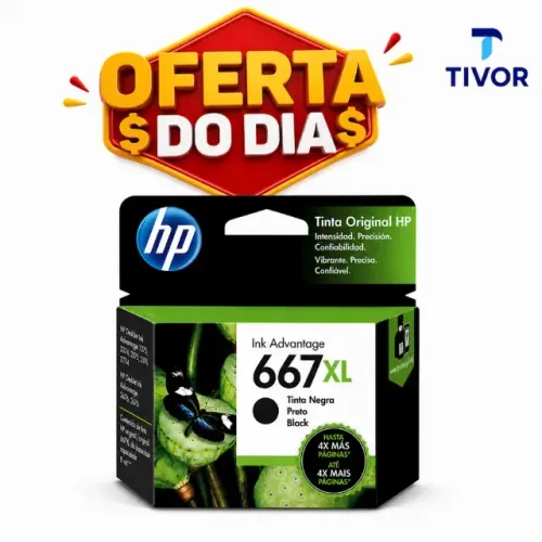 CARTUCHO HP 667XL 8ML PRETO ORIGINAL LACRADO DE AUTO RENDIMENTO E QUALIDADE DE IMPRESSÃO