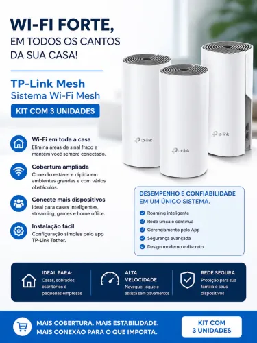 TP-Link Access point, Roteador, Sistema Wi-Fi mesh TP-Link Mesh branco kit x 3 unidades