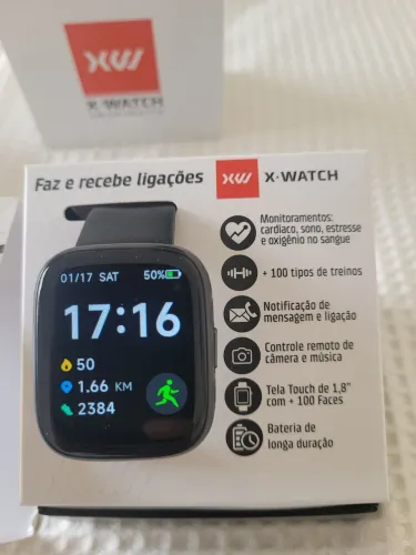 X-Watch Smartwatch relógio inteligente pulseira de silicone preta