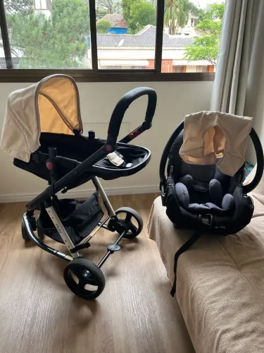 Kit de Carrinho de Bebê Safety 1st TS Mobi Duo 3 Rodas até 15kg + Bebê Conforto 1st First