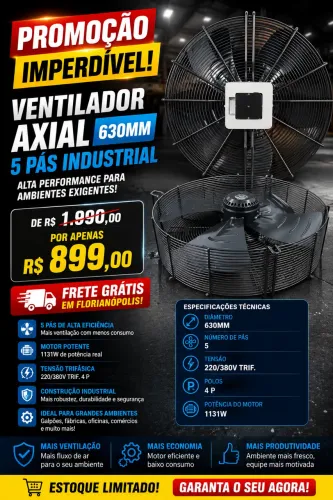 VENTILADOR AXIAL INDUSTRIAL - 5 PÁS 220v380V
