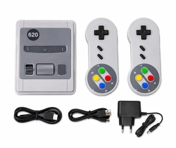 Video Game Classic Super Nintendo Mini SNES Com 2 Controles 8 Bits 620 Jogos
