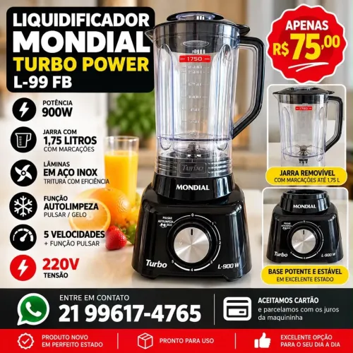 Liquidificador Mondial Turbo Power- L-99 (FB)