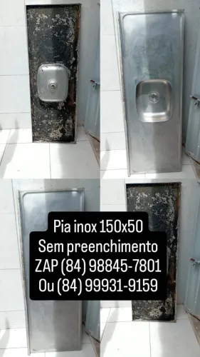 Pia inox 150x50 sem preenchimento de concreto