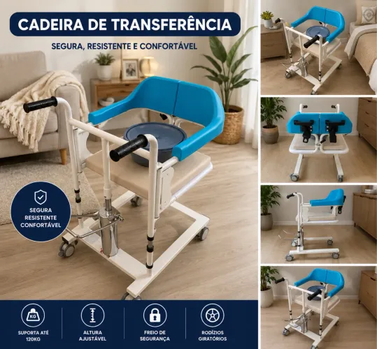 Cadeira de Transferência Hidráulica para Idosos - Pouquíssimo Uso