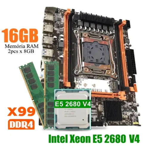 Kit Placa Mãe X99 +intel Xeon E5-2680 V4 + 16gb Ddr4 2666mhz