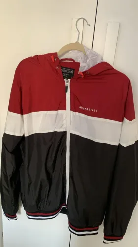 jaqueta aeropostale masculina corta-vento lettering colors vermelho/ preto