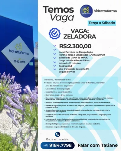 vaga para zeladora