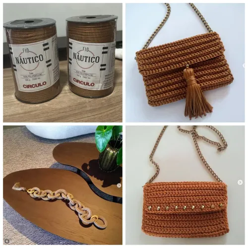 2 Fios Náuticos cor Cobre crochê  bolsa