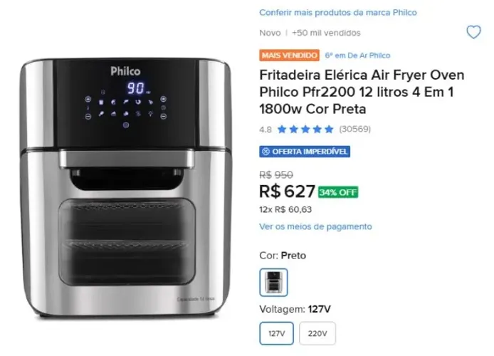 AirFryer 12 L - Na Caixa