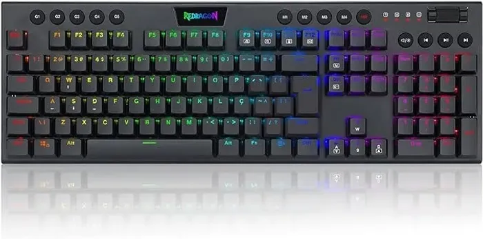 Teclado mecânico Low Profile Redragon Horus Preto Switch Brown