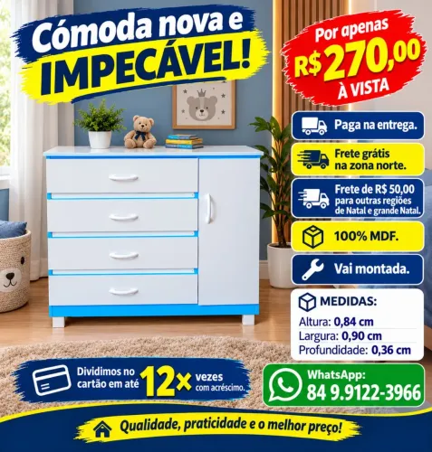 Temos cómodas para renovar seu quarto nesse final de ano, não cobramos frete na ZN.