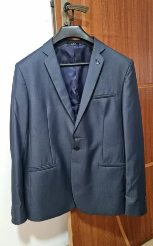  Blazer Fortune Slim Azul Marinho - Tamanho 50 (M) - Corte Italiano com Viscose<br>