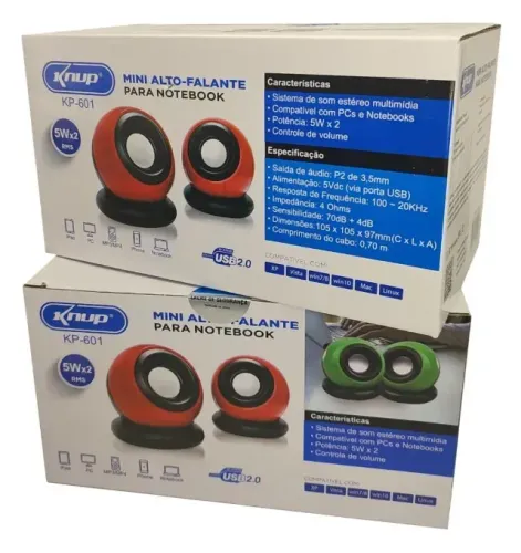 Mini Alto Falante Caixa de Som para PC/Notebook KNUP KP-601