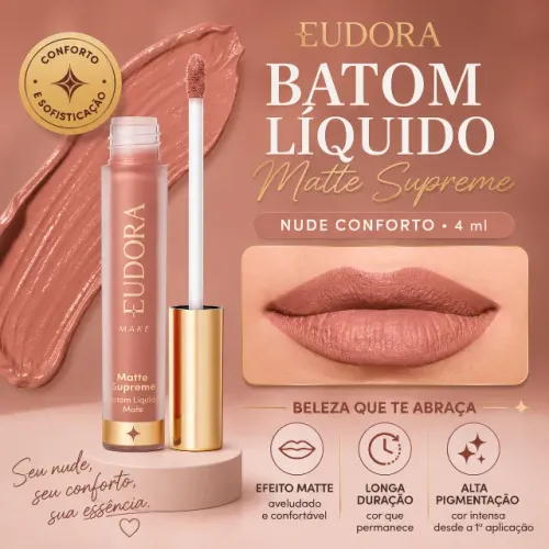 Batom Líquido Matte Supreme Rosa Nude Conforto 4,0Ml