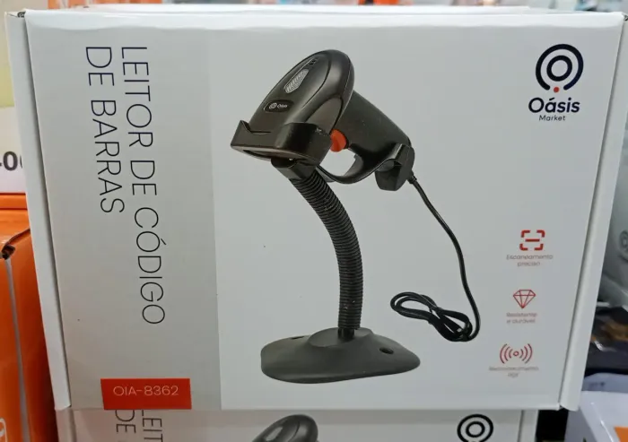 Leitor de código de barras com suporte