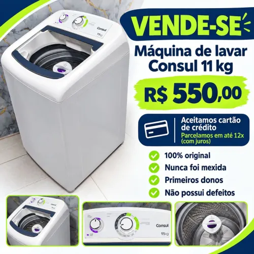 Máquina de Lavar Consul 11kg - R$ 550 - Sem defeitos (100% original)