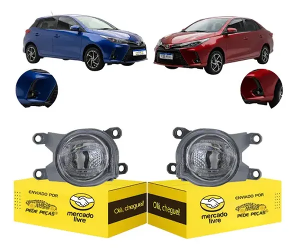 Par Farol Milha Toyota Yaris Hatch Sedan Xls 2023 A 2025 Led Cristal