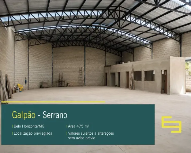 Galpão para alugar em Belo Horizonte MG no bairro Serrano.