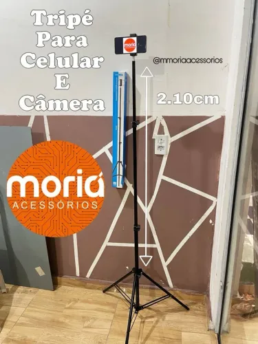 Tripé 2.1m Suporte Telescópico Ajustável Profissional Para Celular e Câmera