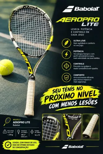 Raquete Babolat Aeropro Lite Usada 270g