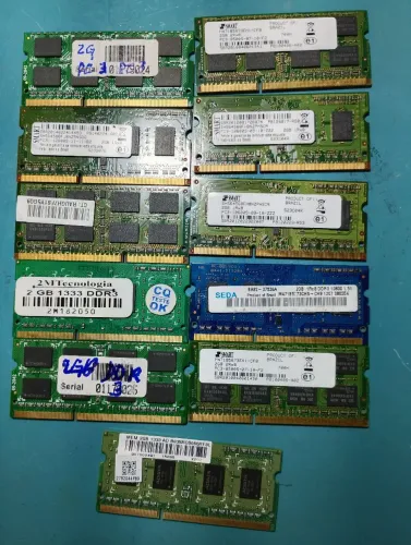 Lote de memórias de notebook de 2gb ddr3