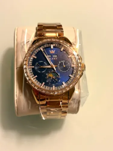  Relógio OLEVS Automático Rose Gold Azul - Novo na Caixa!