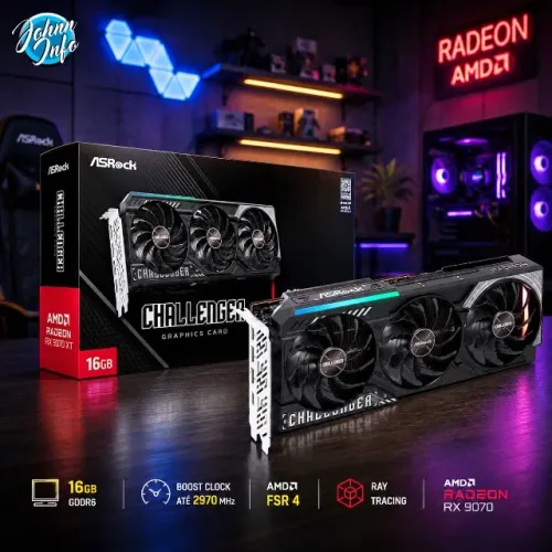 Placa de Vídeo ASRock AMD Radeon RX 9070 Challenger, 16GB, GDDR6, FSR, Ray Tracing