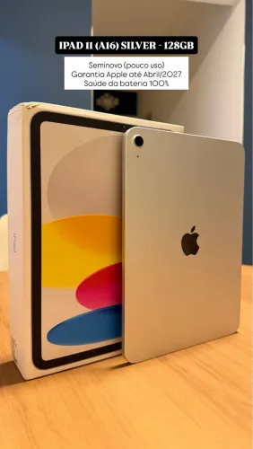 iPad 11 (A16) 128GB Silver, (pouco uso), Garantia Apple até Abril/2027