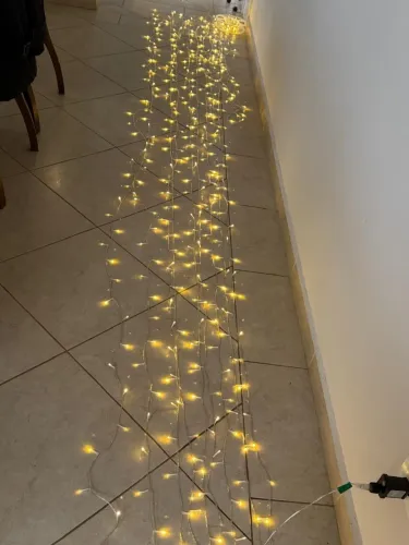 Cordão 500 Leds 8 Funções 50 Metros Prova D'água Decorações Branco Quente 127v