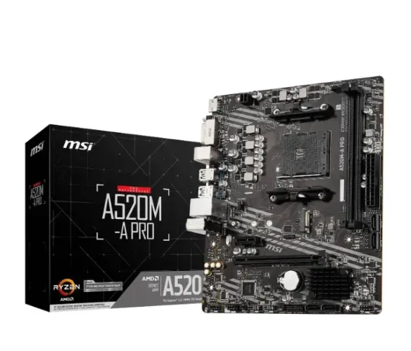 Placa-Mãe MSI A520M-A PRO - AM4 (Suporta Ryzen 3000/4000/5000) - Perfeita / Testada