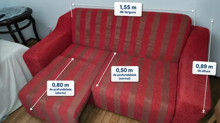 Sofá retrátil de 2 lugares 1,55 m - compacto e confortável (Excelente conservação)