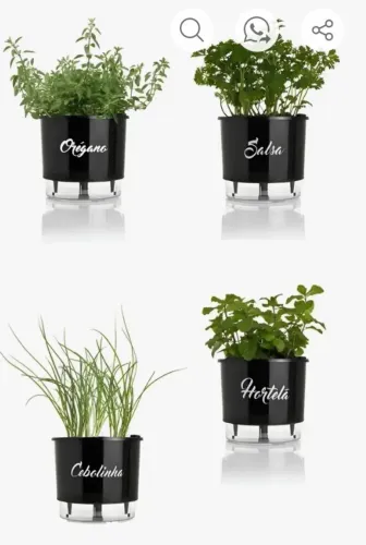4 Vasos Autoirrigável Gourmet Raiz Temperos Horta 14x16cm 
