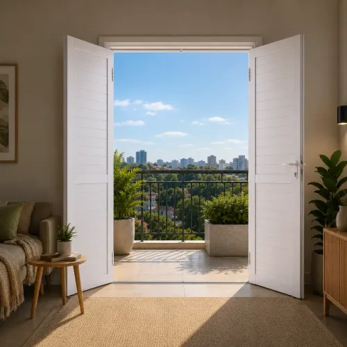 PORTA CENTRAL EM LAMBRIL 210X150 BRANCA | MODERNA E RESISTE GARANTIA DE FABRICA
