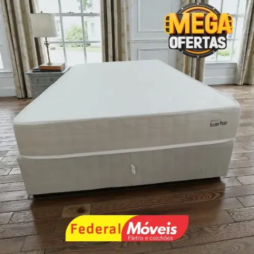 Cama Box Casal 1,38x188cm Base + Colchão c/ Molas MEGA OFERTA
