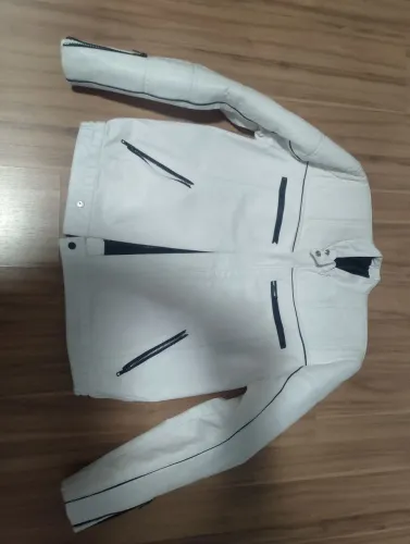 Jaqueta de couro masculino branco tamanho G
