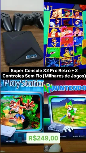 Super Console X2 Pro Retro + 2 Controles Sem Fio (Milhares de Jogos)<br>
