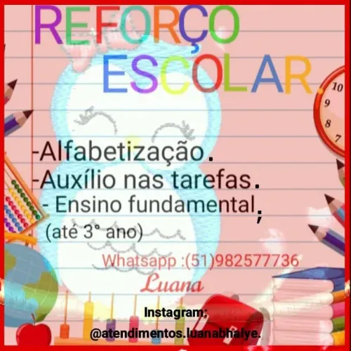 ? REFORÇO ESCOLAR  E ALFABETIZAÇÃO/ENSINO FUNDAMENTAL ?<br>
