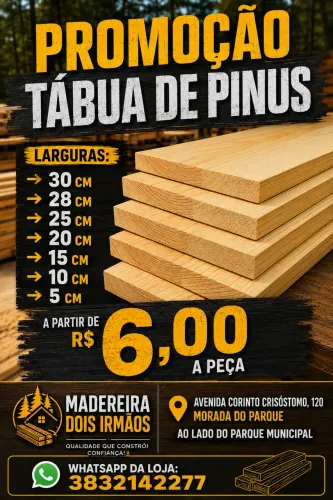 Promoção Tábua de pinus
