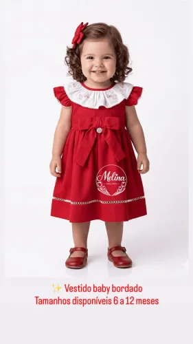 Vestido bordado baby vermelho