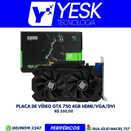 Placa de vídeo GTX 750 4GB NVIDIA nova