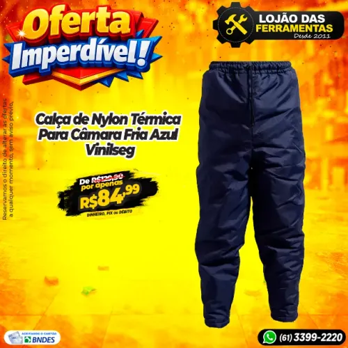 Calça de Nylon Térmica Para Câmara Fria Azul Vinilseg