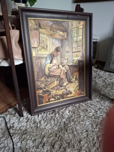 Vendo quadro maravilhoso Sapateiro pintado a mão por artista